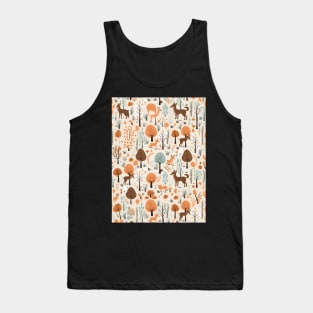 pattern with trees and animals in forest, cute autumn texture Tank Top